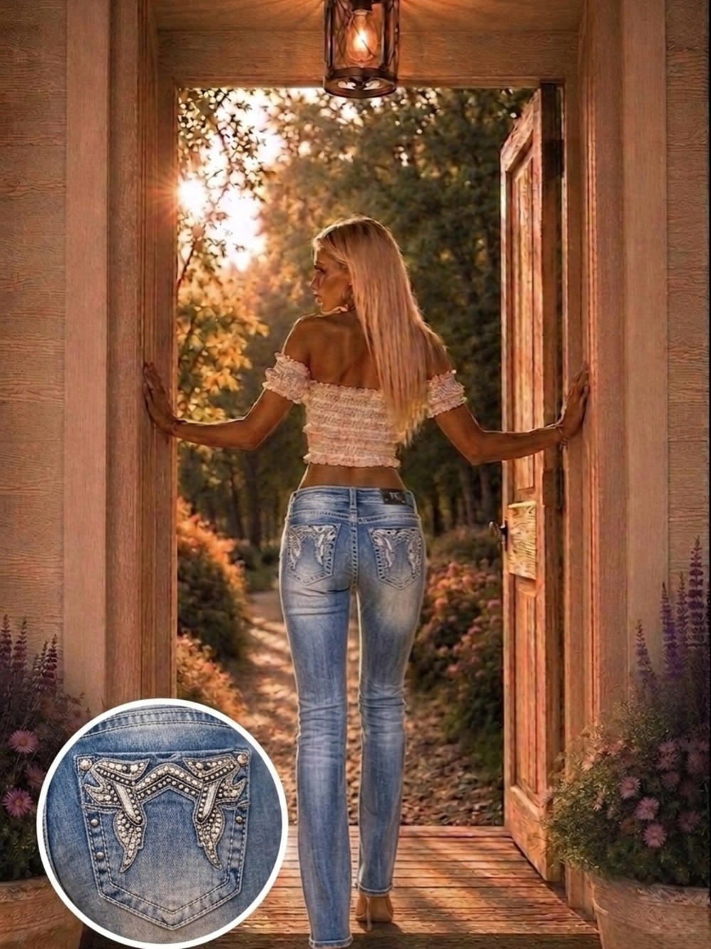 Miss Me Denim Skinny Jeans with Intricate Pocket Design